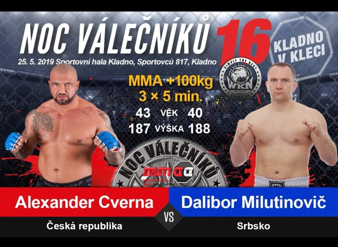 Dalibor Milutinović fights at Noc Válečníků 16